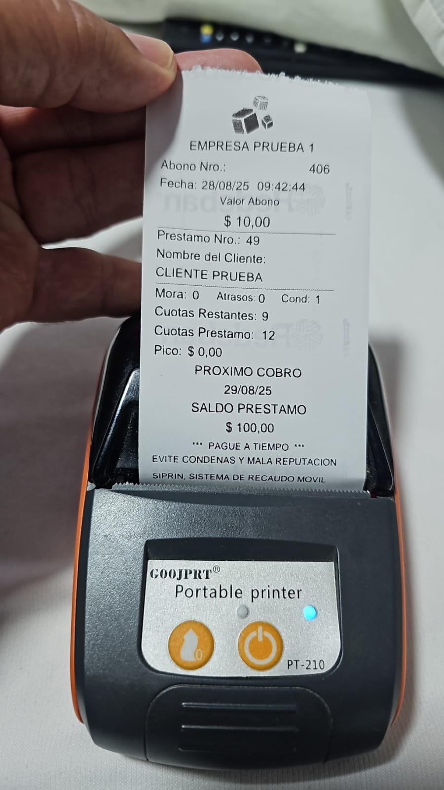 Impresión de comprobantes
